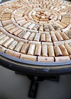 a close up of a wine cork table