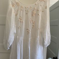 Designer See Through Top Great With Camisole Or Tank Size Large No Tags But Never Worn Embroidery Is Beautiful Pit To Pit 18 Inches Each Side 36 Total 3/4 Quarter Sleeves Tan Color, Quarter Sleeve, Cream White, Embroidered Top, New Friends, Top Blouse, Womens Tops, White, Women Shopping