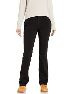 PRICES MAY VARY. Midrise; boot cut leg Hook and-eye closure provides a smooth clean front Flex tummy panel to slim silhouette Bi-stretch fabric for 360-degree movement Rinsed for softness Fitted Mid-rise Work Pants, Stretch Mid-rise Work Pants For Business Casual, Fitted Straight Leg Elastane Work Pants, Classic Stretch Mid-rise Work Pants, Beige Trousers Outfit Winter, Trousers Outfit Winter, Beige Trousers Outfit, White Jeans Outfit Winter, Khaki Uniform Pants