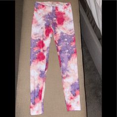 Tie -Dyed Pink / White / Purple - Super Soft Bobbie Brooks Leggings.. Elastic Waist.. Size Is Actually 10 / 12 { Never Worn } Casual Pink Footless Leggings, Stretch Multicolor Cotton Leggings, Multicolor Stretch Cotton Leggings, Casual Footless Leggings For Summer, Fitted Multicolor Cotton Leggings, Casual Tie Dye Leggings For Summer, Casual Summer Tie Dye Leggings, Casual Tie Dye Leggings For Spring, Spring Tie Dye Stretch Leggings