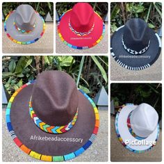 Fedora Hat Style, Fedora Fashion, Beaded Hat Bands, African Hats, Hats Summer, Beaded Hat, Hats Fashion, Bracelet Craft Diy, Fedora Hats