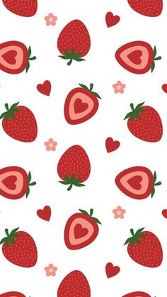 strawberries and hearts on a white background