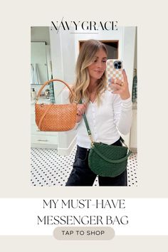 I'm obsessed with this messenger bag! I have it in both brown and emerald green. It's perfect accessory for everyday outfits. Tap to shop! Purse Styles, Everyday Bag, Fashion Handbags, Emerald Green