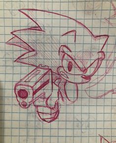 a drawing of sonic the hedgehog on a piece of paper