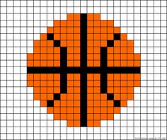 an orange and black cross stitched in the shape of a basketball ball on a white background