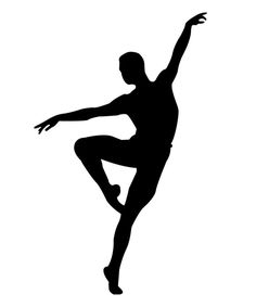 a black and white silhouette of a man doing a dance move with his arms outstretched