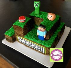 a cake made to look like a minecraft game