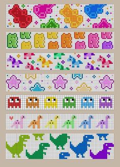 cross stitch pattern with different colors and shapes