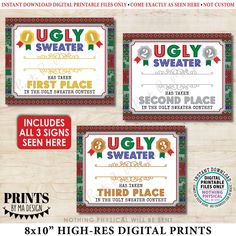 three ugly sweaters printable water bottle labels