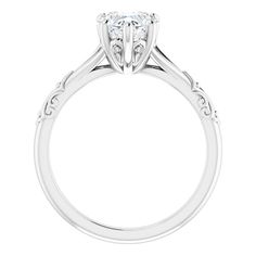 A 0.25 ct. or larger asscher, round, emerald, oval, pear, cushion, heart or square shape stone can be set with this ring. White Gold Asscher Cut Ring With Accent Stones, Asscher Cut White Gold Ring With Accent Stones, Promise Ring With Asscher Cut And Accent Stones, Asscher Cut Promise Ring With Accent Stones, Asscher Cut Diamond Ring With Accent Stones For Promise, Asscher Cut Ring With Accent Stones For Promise, Classic Emerald Ring With Single Diamond, Heart-cut Emerald Ring For Formal Occasions, Elegant Heart Cut Emerald Ring For Formal Occasions