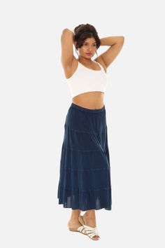 Give your warm-weather wardrobe a refresh with this midi skirt featuring a ruffled tiered design. Elastic Waist High Waist, -Long Maxi & Flared Skirt, Tone-On-Tone Embroidery Boho Print, Lightweight Woven Construction Unlined, Casual,Vacation,Beach Layered Long Skirt For Spring, Beach Tiered Maxi Skirt With Ruffled Details, Beach Tiered Ruffled Maxi Skirt, Spring Tiered Layered Maxi Skirt, Beach Tiered Maxi Skirt, Summer Tiered Ruffled Skirt Bottoms, Tiered Beach Maxi Skirt, Tiered Ruffle Maxi Skirt For Vacation, Summer Ruffled Tiered Skirt