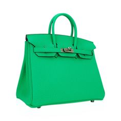 Hermes Birkin 25 bag featured in Vert Comics.This vivid green bring you images of pop art comics and everything happy.Clear and vibrant this pretty green will steal your heart!Crisp with Palladium hardware.Togo leather is scratch resistant and has soft and supple to hand.Comes with lock, keys, clochette, sleepers, raincoat and signature Hermes box.NEW or NEVER .Exquisite Hermes selections at your fingertips meets superb customer service offered by mightychic for 23 years.final sale BAG MEASURES: Comic Bag, Hermes Birkin 25, Pop Art Comic, Ysl Shoes, Hermes Box, Togo Leather, Birkin 25, Pretty Green, Hermes Birkin