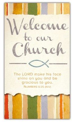 a card with the words welcome to our church