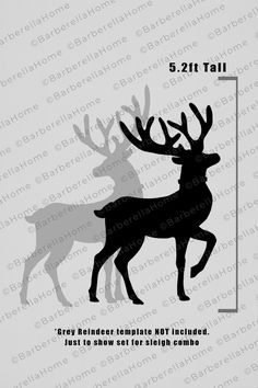 the silhouette of two deer standing next to each other on a white background with text that reads