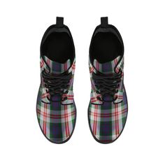 Fraser Red Dress Tartan Leather Boots with Family Crest Step up your fashion game with our exclusive Tartan Leather Boots, tailored for trendsetting individuals who appreciate style and personalized flair. Crafted with precision, the upper features premium PU material, while the rubber sole ensures durability and a comfortable stride. Embracing comfort as a priority, the soft PU composition of these boots guarantees a plush feel with every step, making them a must-have for those seeking both fas Hunting Dress, Blue Tartan, Mens Leather Boots, Tartan Dress, Black Gums, Leather Boots Women, Family Crest, Waterproof Boots, Step Up