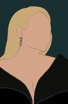 a drawing of a woman's back with earrings on her left ear and right breast