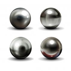 four shiny balls in different positions on a white background