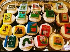 there are many cupcakes that have books on them