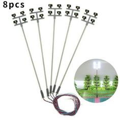 eight pieces of leds with wires attached to them