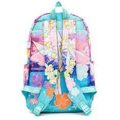 WondaPop Disney Nylon Backpacks are known for their whimsical Disney prints and designs. This beautiful, colorful backpack features flattering softimagesof Tinkerbell from Disney's Peter Pan. The bag has Tinkerbell in various poses with "Never Grow Up" on the front pocket flap and "Sassy but Worth it" on the back. The bag hasfabric straps for putting pins on. Cute Multicolor Backpack For Disney Trips, Multicolor Disney Standard Backpack, Green Disney School Backpack, Multicolor Disney Bags For Back To School, Disney Multicolor Standard Backpack, Disney Backpack With Adjustable Strap For Back To School, Disney Style Multicolor Standard Backpack, Multicolor Disney Backpack, Disney Multicolor Backpack For Back To School