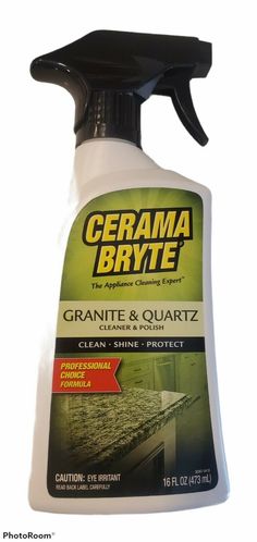 a bottle of granite and quartz cleaner