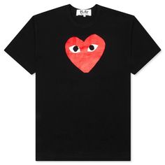 The concept of the Comme des Garcons PLAY line is design by not designing. Characterized by the iconic red heart logo designed by artist Filip Pagowski, the line is a collection of unisex basics, fragrances, and footwear for those who enjoy simplicity. Pictured is the Comme des Garcons PLAY Heart T-Shirt in Black. AZ T112 051 1 COMME DES GARCONS PLAY APPAREL HAS A SMALLER FIT, WE RECOMMEND SIZING UP. 100% cotton Ribbed collar Printed graphic on the front Style no: AZ-T112-051-1 Play Hearts, Play Heart, Air Jordan 12 Retro, Heart Tee, Heart T Shirt, Denim Hat, Comme Des Garcons Play, Heart Logo, Japan Fashion