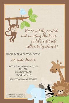 an animal themed baby shower is shown