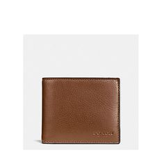 Coach Compact ID Wallet Dark Saddle F74991. Coach Brown Wallet With Coin Pocket, Brown Coach Wallet With Coin Pocket, Coach Rectangular Wallet With Coin Pocket, Coach Wallet With Coin Pocket, Coach Rectangular Trifold Wallet With Coin Pocket, Coach Trifold Wallet With Coin Pocket For Formal Use, Coach Brown Leather Wallet, Coach Brown Wallet For Business, Coach Brown Business Wallet