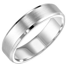 men's wedding band in 18k white gold with satin finish, 6mm width