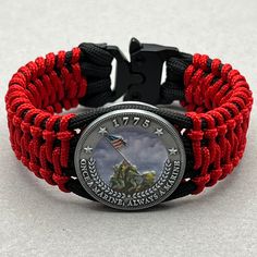 US Marine Corps paracord bracelet, military veteran retirement gift, wwii, ww2, patriotic memorial gift, USMC, gifts for him, challenge coin by SoulFocusParacord on Etsy Marine Corps Paracord Bracelet, American Flag Paracord Bracelet, Usmc Gifts, Marine Corps Gift, Beaded Medallion, Military Necklace, 550 Cord, Iwo Jima, Marine Mom