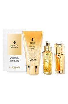 What it is: A limited-edition set of three skin-care essentials from Guerlain's Abeille Royale Collection.Set includes:- Abeille Royale The Advanced Youth Watery Oil (1 oz.): a three-in-one multitasking facial oil with a unique texture that makes it as light as water, as rich as an oil and as powerful as a serum- Abeille Royale Gel-to-Foam Cleanser (5.9 oz.): a gel-to-foam cleanser removes impurities and traces of makeup while preserving the skin barrier- Abeille Royale Double R Renew & Repair A Night Time Skin Care Routine, Essentials Set, Skincare Essentials, Wedding Essentials, Skin Radiance, Smoother Skin, Foam Cleanser, Body Treatments, Skin Barrier