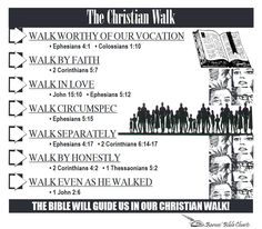 the bible's christian walk poster with an image of people walking in different directions