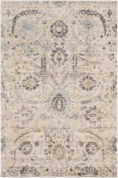 an area rug with many different colors and patterns on the carpet, including beiges, black