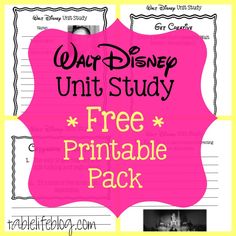 the free printable disney unit study pack