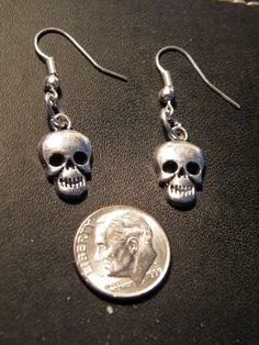 4 Pairs Skull Head Earrings Mini Skeleton Charm Biker Dudes Earring Lot Of 4 Gothic Jewelry With Skull Print For Gift, Punk Skull Print Earrings For Gift, Punk Skull Print Earrings Gift, Punk Style Skull Print Earrings As Gift, Nickel-free Skull Jewelry For Day Of The Dead, Halloween Skull Jewelry With Skull Print, Nickel Free Skull Jewelry For Day Of The Dead, Gothic Skull Jewelry With Ear Wire, Gothic Skull Print Earrings For Gift