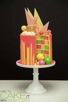 there is a cake that has been decorated with candies