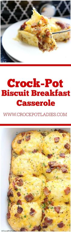 crock pot biscuit breakfast casserole with bacon and cheese