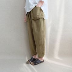 Women Loose Trousers Large Pocket Wide Leg Pants Linen Harem | Etsy Bohemian Lounge Pants With Pockets, Bohemian Bottoms With Side Pockets For Spring, Bohemian Loungewear Pants With Pockets, Spring Bohemian Bottoms With Side Pockets, Baggy High-waisted Khaki Harem Pants, Green Harem Pants With Pockets For Loungewear, Bohemian Long Pants With Side Pockets, High-waisted Harem Pants For Loungewear, Loosely Fitted Harem Pants With Pockets For Loungewear