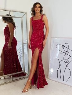 Sheath/Column Velvet Sequins Straps Sleeveless Floor-Length Dresses Burgundy Prom Dress Long, Burgundy Prom, Dresses Wedding Guest, Prom Dress Long, Curvy Hips, Dresses Quinceanera, Burgundy Prom Dress, Wedding Guest Outfit Summer, Red Sequin