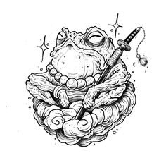 Frog Tattoos, Japan Tattoo, Japanese Tattoo Designs, Japon Illustration, Frog Art, Japanese Tattoo Art, Black And White Art