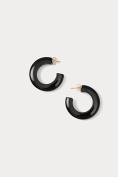 Acrylic open hoop earrings with stud fastening for pierced ears. Sold as a set. 100% Acrylic Made in Italy Open Hoop Earrings, Acrylic Colors, Pierced Ears, Ear Piercings, Hoop Earrings, In Italy, Italy, Black