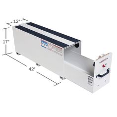 an image of the back end of a machine with measurements for each side and top