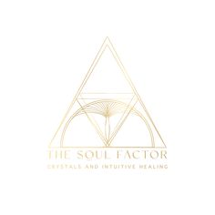 the soul factoror logo on a white background with gold lines and an image of a flower