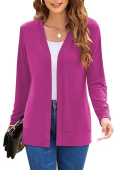 PRICES MAY VARY. Cardigan Sweater: It is made of 95% Rayon+5% Spandex material, drape nicely, not baggy. Pink cardigan for women has elasticity, super soft and comfortable, good quality Design: Thin cardigans for women lightweight, Open front cardigan for women, long sleeve knit cardigans, classic basic cardigan sweaters for women. Great for spring, summer, fall, especially perfect for transitional season Occasion: Cardigan for women lightweight very perfect for daily wear, business work, home casual, office, schools, gathering, meeting, living house, restaurant, playing game, Thanksgiving Day, Christmas Day and Valentine party Fashion Mix of Women Cardigans: Perfect suitable with your tank top, sleeveless dress, vest, casual tshirt, shirts or skirt, also pair with your jeans, leggings, sh Cardigan For Dress, Lightweight Open Front Cardigan, Trendy Cardigans, Pink Cardigan Sweater, Shrug For Dresses, Cardigan For Women, Basic Cardigan, Cardigan Sweaters, Cute Cardigans