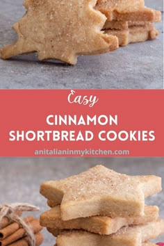 cinnamon shortbread cookies stacked on top of each other