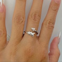 925 Sterling Silver Height: 15mm Finish: Rhodium Plated Can Be Worn: On Multiple Fingers And Midi Ring Symbolizes: Struggles And Triumphs Modern Silver Ring, Celestial Ring, Silver Arrow, Rose Gold Plated Ring, Arrow Ring, Swarovski Ring, Pearl And Diamond Ring, Pandora Rings, Midi Ring