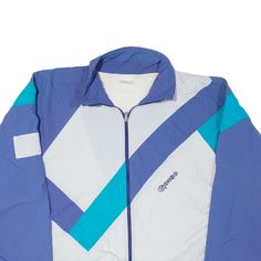 Item is in good used condition. >Size: L >Armpit To Armpit: 26" >Armpit To Cuff: 21" >Collar To Hem: 27" Vintage Blue Color Block Outerwear, Retro Blue Color Block Windbreaker, Russell Athletic, Wholesale Shoes, Shell Jacket, Beauty Bag, Cardigan Coat, Active Wear Tops