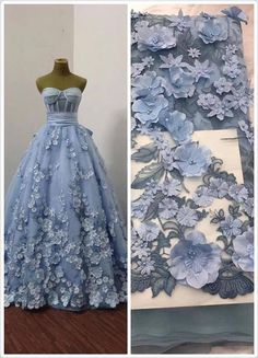 Blue Prom Dresses, Beaded Lace Fabric, Bridal Lace Fabric, Dresses Ball Gown, Embroidered Lace Fabric, Blue Bridal