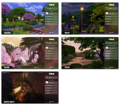 four screens showing different scenes from the animated movie avatars, including an image of a park