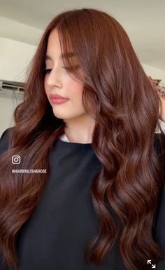 Hair Colors For Olive Undertones, Long Autumn Hair, Light Auburn Red Hair, Fall Hair Colors Pale Skin, Cooper Brown Hair Color Latina, Cabello Chocolate Cherry, Copper Chocolate Hair, Chocolate Ginger Hair, Chocolate Copper Hair Color